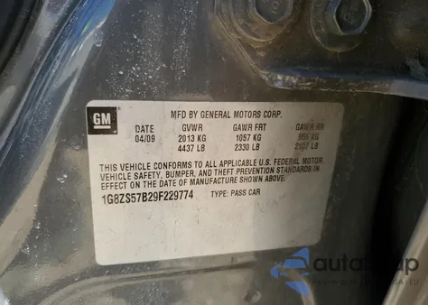 2009 Saturn Aura Xe from USA, damaged, VIN 1G8ZS57B29F229774